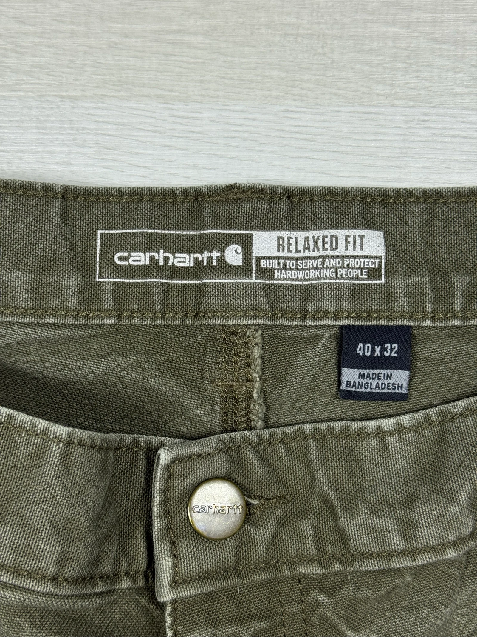 Carhartt Carpenter Pants Olive Green Vintage Workwear Wide Leg Utili – photo 5